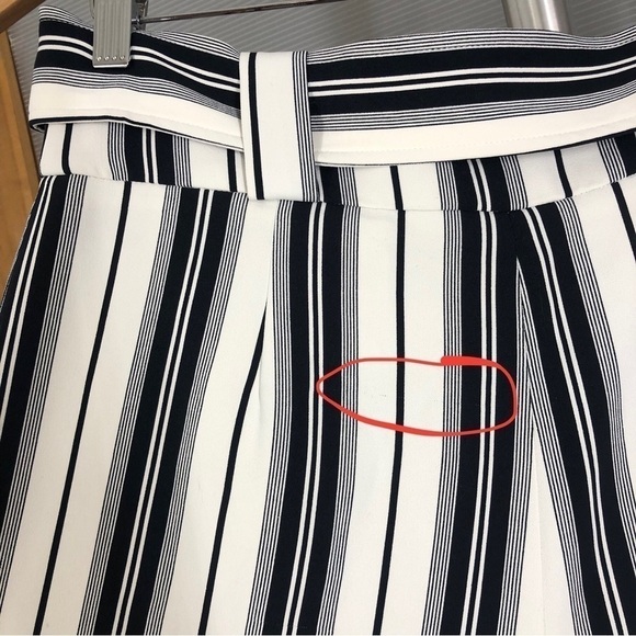 H&m‎ White Black Stripe High Waist Tie Front Wide Leg Pants Sz 10 - Picture 7 of 12